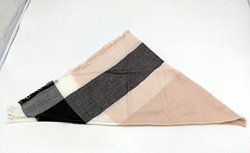 Wander Agio Womens Warm Scarf Triangle Winter Shawls Large Scarves Stripe Plaid Fichu Big Plaid Grey Pink 11 - Image 3