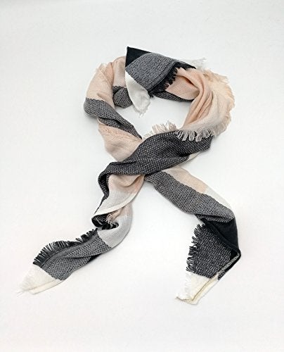 Wander Agio Womens Warm Scarf Triangle Winter Shawls Large Scarves Stripe Plaid Fichu Big Plaid Grey Pink 11 - Image 2