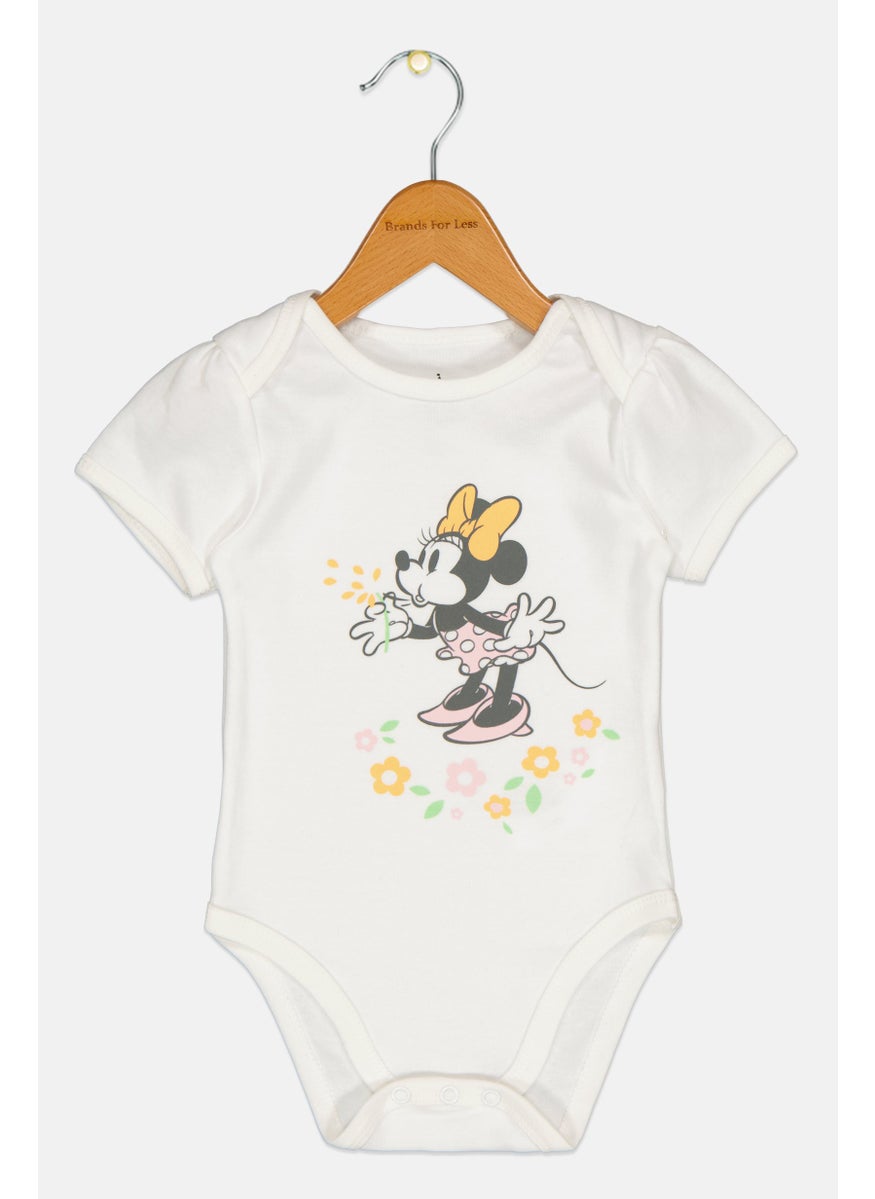 Disney Toddlers Girl Graphic Print Short Sleeves Bodysuit, White  - Image 1