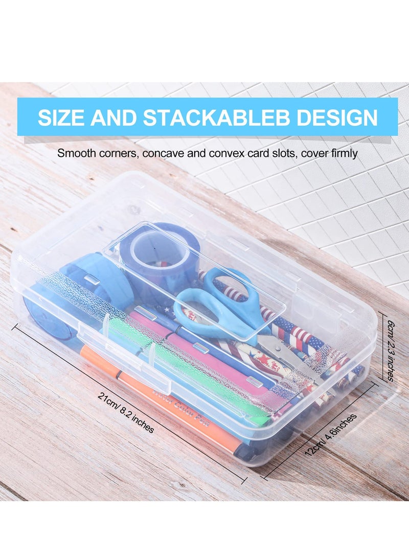 Beauenty 6 Pack Clear Pencil Cases for School Large Capacity Hard Plastic Crayon Boxes with Snap,tight Lid Stackable Design for Kids Office Supplies  - Image 2
