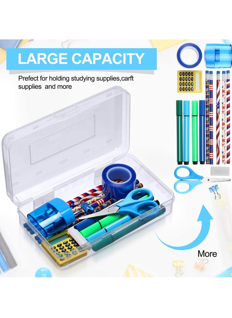 Beauenty 6 Pack Clear Pencil Cases for School Large Capacity Hard Plastic Crayon Boxes with Snap,tight Lid Stackable Design for Kids Office Supplies  - Image 4