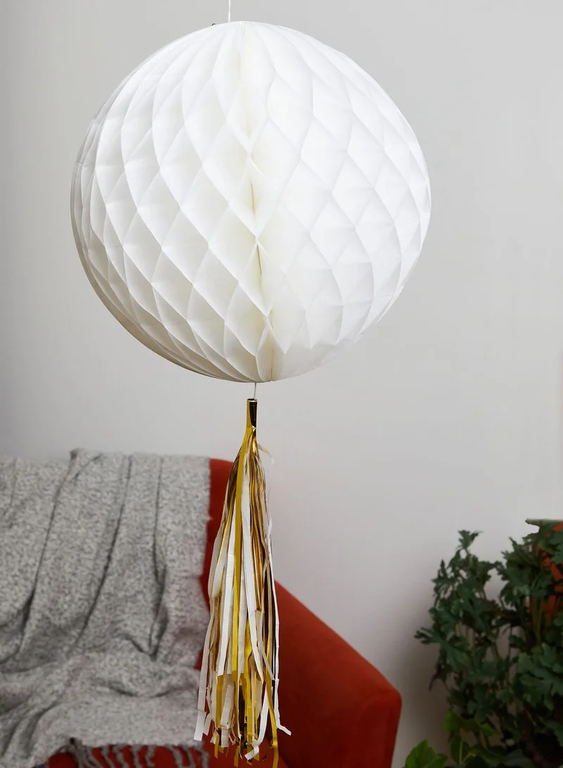 Hema White & Gold Honeycomb Decoration