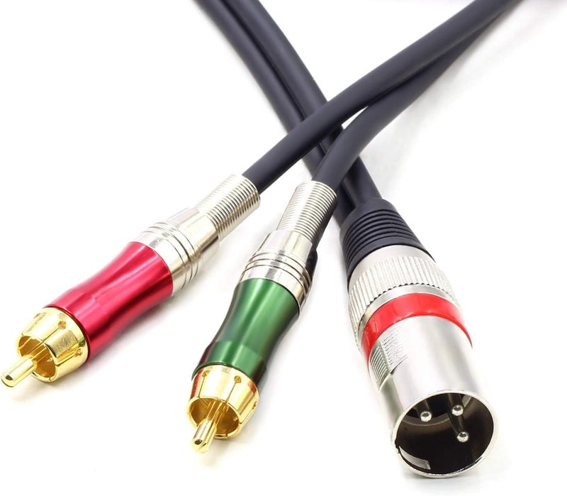 KEBILSHOP 1 XLR to 2 RCA Cable Dual RCA to1 MALE XLR Stereo Audio Connection Microphone Cable (1.3M/4 FT) - Image 2
