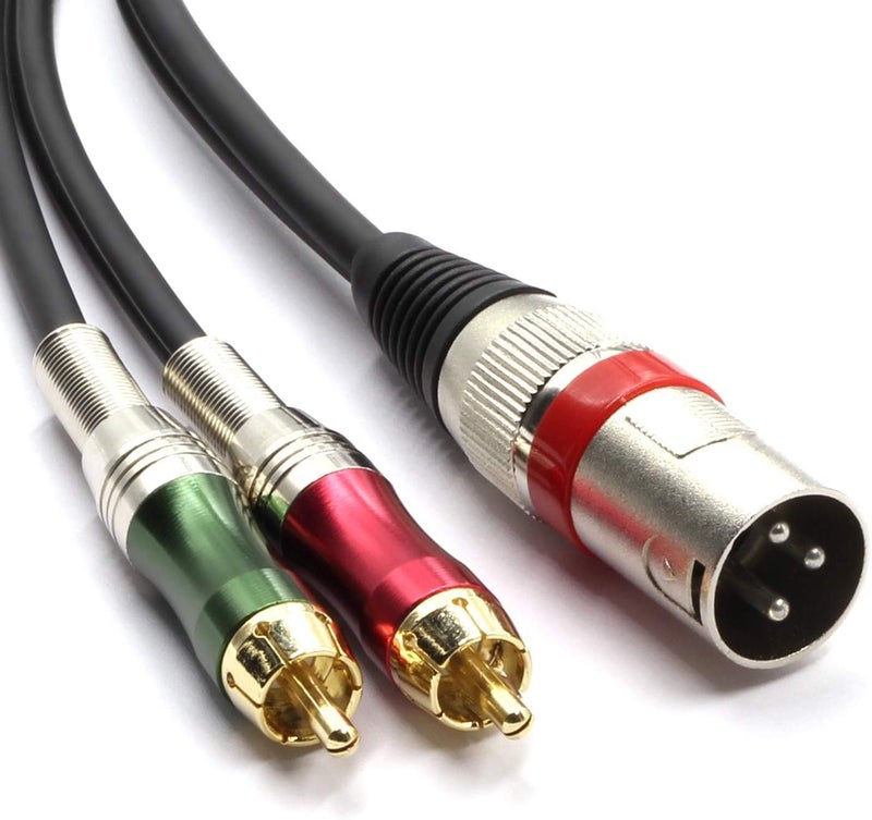 KEBILSHOP 1 XLR to 2 RCA Cable Dual RCA to1 MALE XLR Stereo Audio Connection Microphone Cable (1.3M/4 FT) - Image 1