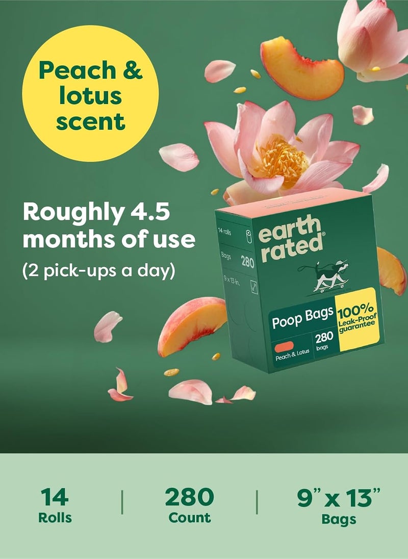 Earth Rated Poop Bags for Dogs, Guaranteed Leak Proof and Extra Thick Waste Bag Refill Rolls, Peach and Lotus, 280 Bags - Image 3