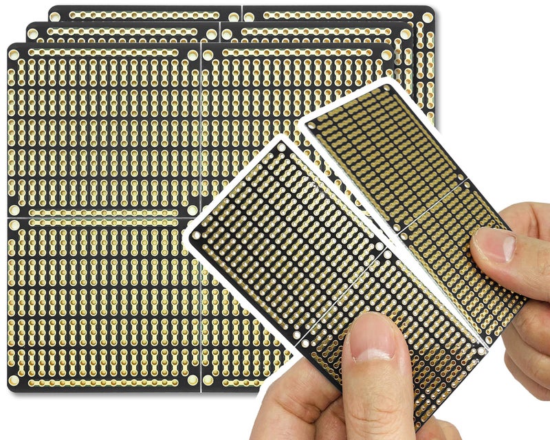 ElectroCookie PCB Prototype Board, Snappable Strip Board with Power Rails for Electronics Projects Compatible for DIY Arduino Soldering Projects, Gold-Plated, 3.8"x3.5" (3 Pack, Matte Black) - Image 1