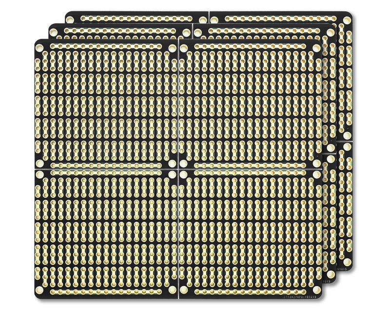 ElectroCookie PCB Prototype Board, Snappable Strip Board with Power Rails for Electronics Projects Compatible for DIY Arduino Soldering Projects, Gold-Plated, 3.8"x3.5" (3 Pack, Matte Black) - Image 5