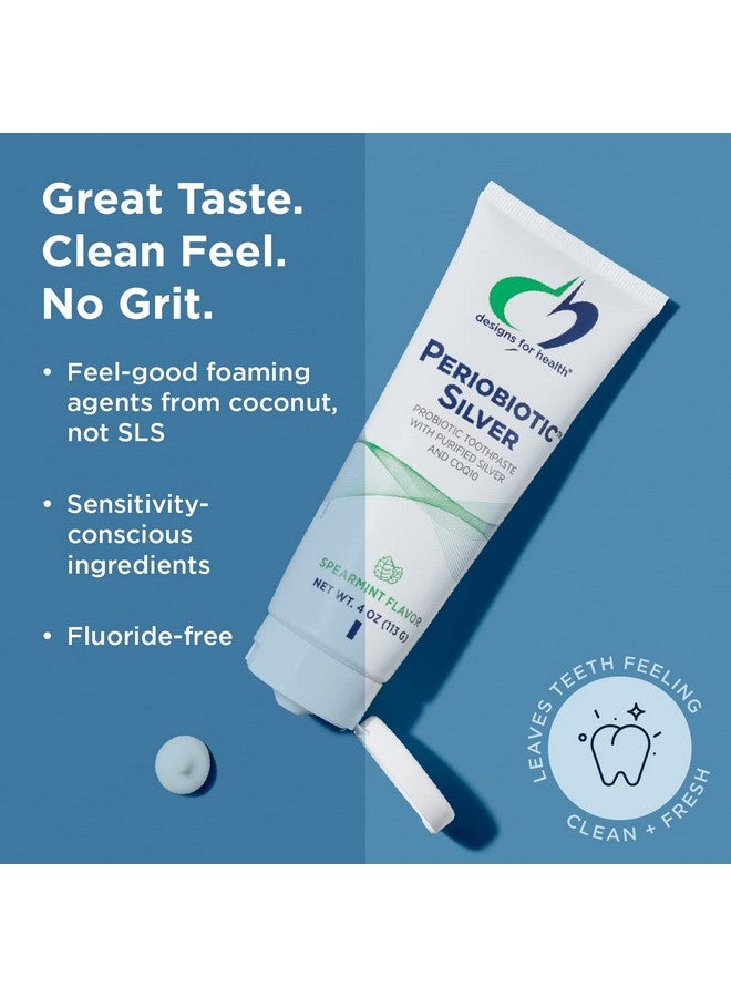Designs for Health PerioBiotic Silver Hydroxyapatite Toothpaste - Fluoride Free Toothpaste with Oral Probiotics with Whitening Hydroxyapatite - Supports Gum Health & Remineralization (4oz Lemon)