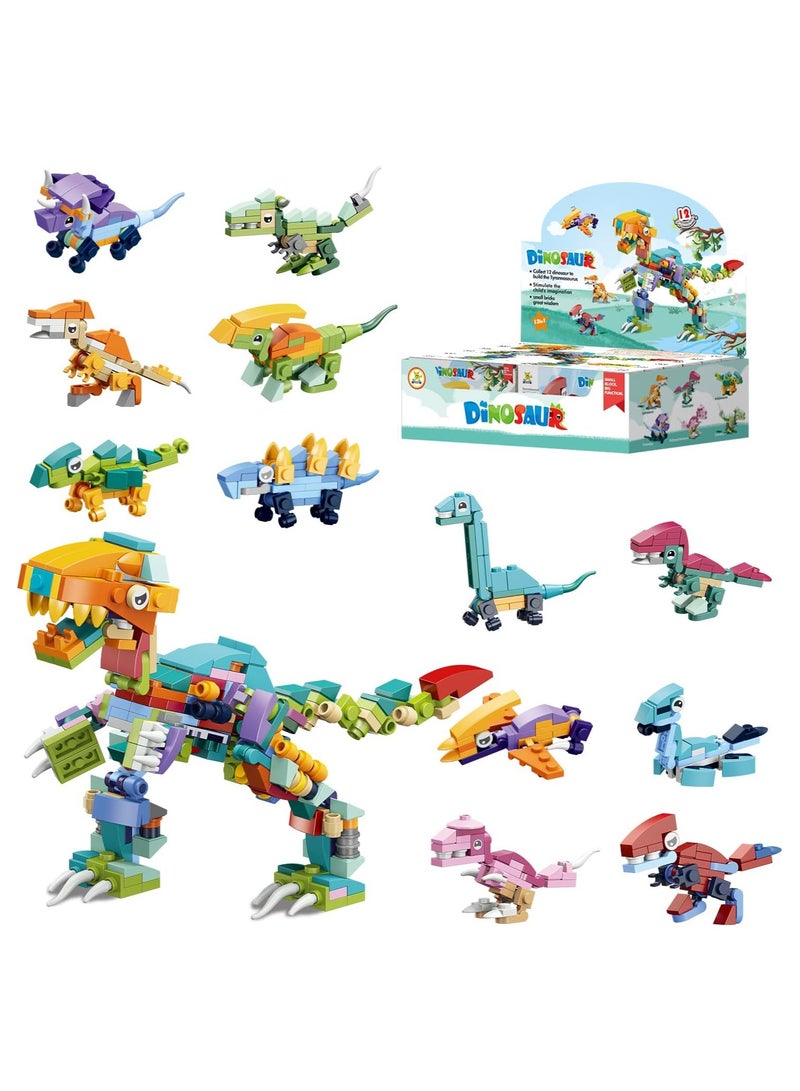 Dinosaur Building Block Set - 12 Mini Building Blocks, 12-in-1 STEM Toys for Kids, Perfect for Classroom Prizes, Party Favors, Birthdays, and Carnival Rewards, Easy to Assemble. - Image 1