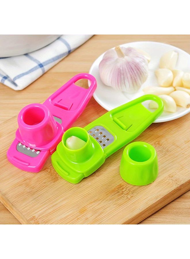 Rose Red Stainless Steel Garlic Ginger Press Manual Multifunctional Kitchen Grater Tool - Image 1