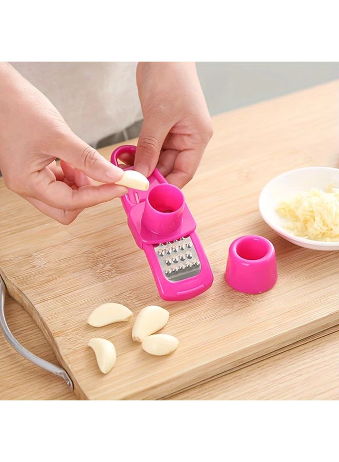 Rose Red Stainless Steel Garlic Ginger Press Manual Multifunctional Kitchen Grater Tool - Image 5