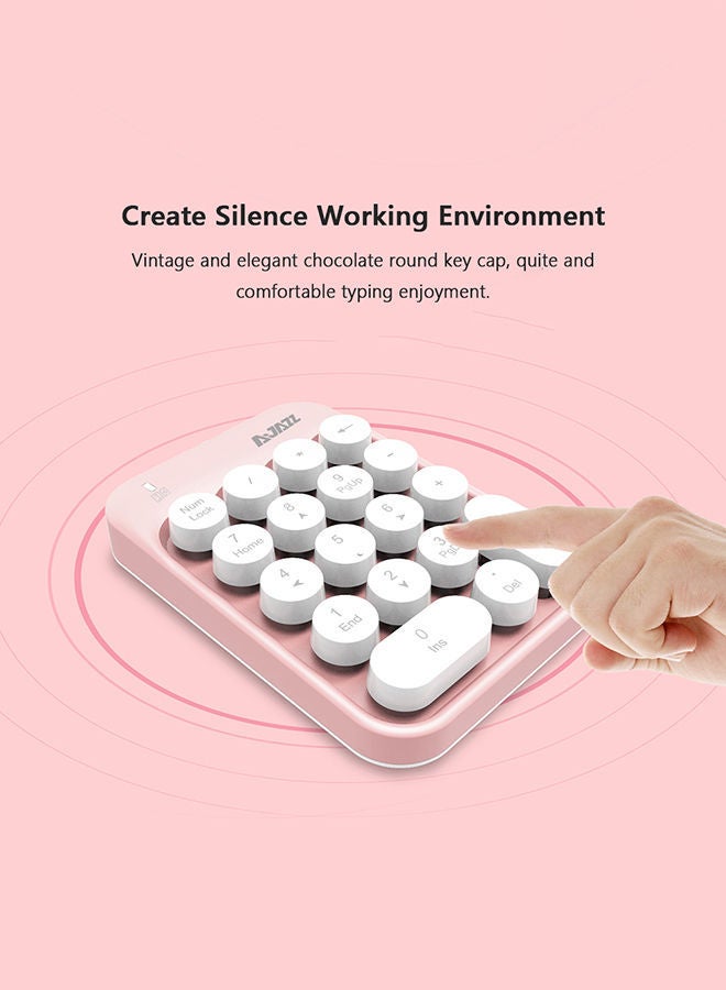 NIBEMINENT Wireless Numeric Keyboard Pink/White - Image 2