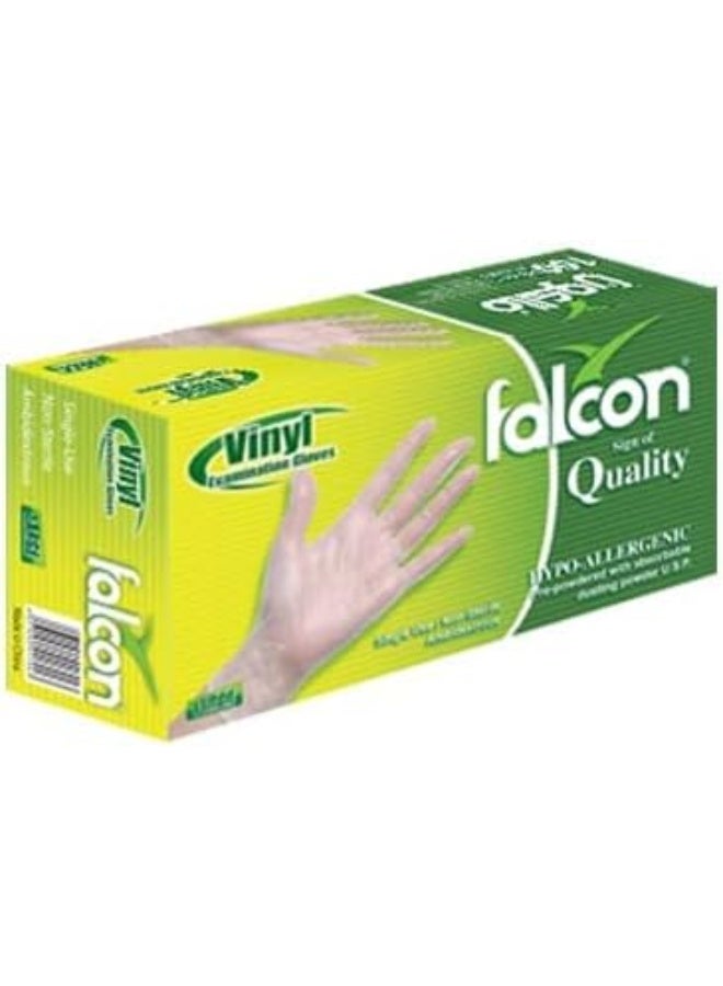 Falcon Vinyl Examination Pre Powdered Hypo Allergenic Disposable Gloves, Small- 100 Gloves - Image 2
