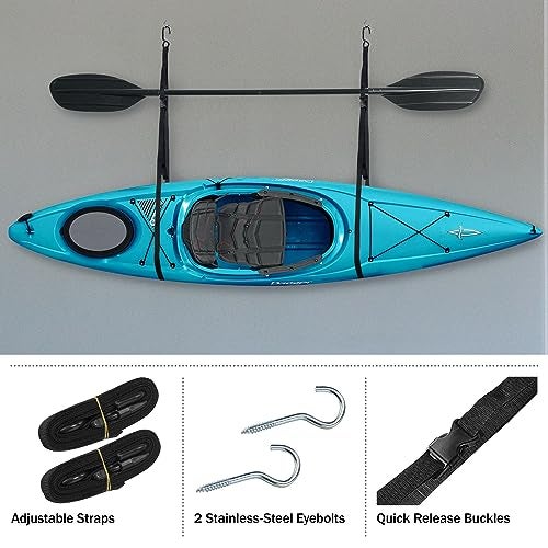 RAD Sportz Single Kayak Rack - 55lb Capacity Wall or Ceiling Storage Straps for Surfboards, Paddleboards, SUP, or Canoe - Adjustable Kayak Hanger by RAD Sportz - Image 5
