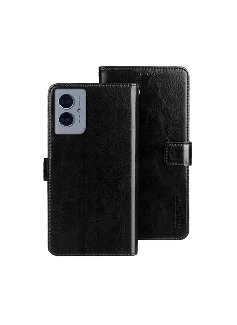 For Motorola Moto G55 5G idewei Crazy Horse Texture Leather Phone Case(Black)