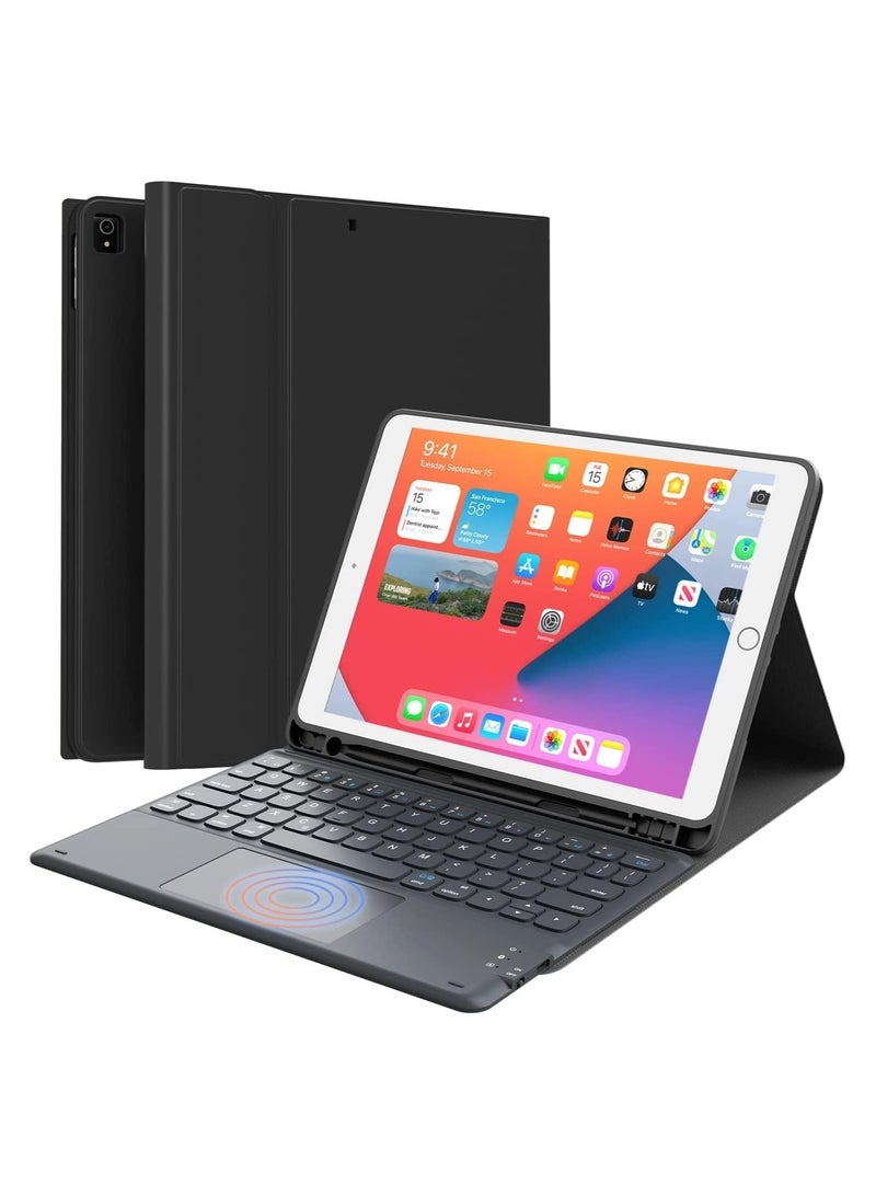 ELTRAZONE Keyboard Case with Touchpad for iPad 10.2 9th Generation 2021/8th Gen 2020/7th Gen 2019 Magnetically Detachable Wireless Case for iPad New 10.2 Built-in Trackpad & Pencil Holder (Black) - Image 1