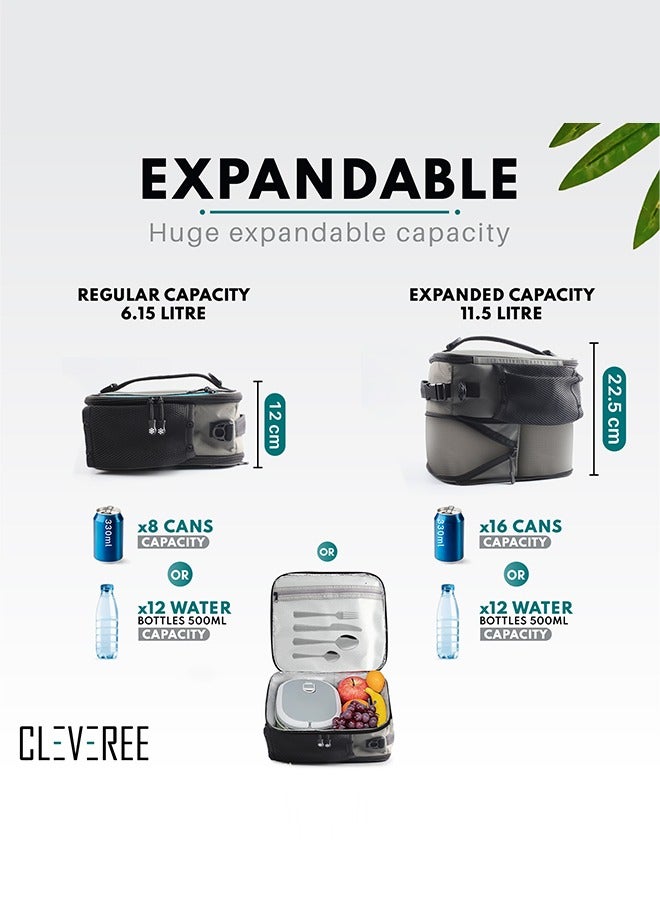 CLEVEREE Insulated Lunch Bag - Cooler Bag - Expandable Lunch Bag suitable for Work Office School Travel - Lunch Bag for Men and Women - Lunch Box Leak proof with Adjustable Shoulder Strap - Grey - Image 2