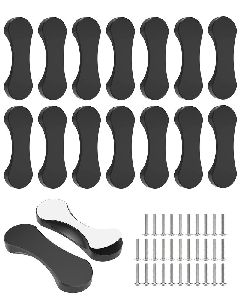 Mebantoo 16 Pack Adhesive Cabinet Handles, 3 Inch Self-Stick Knobs, Barn Door & Finger Pulls For Closets, Sliding Shower Glass Doors, Wardrobes, Drawers, Windows (16, Black) - Image 1