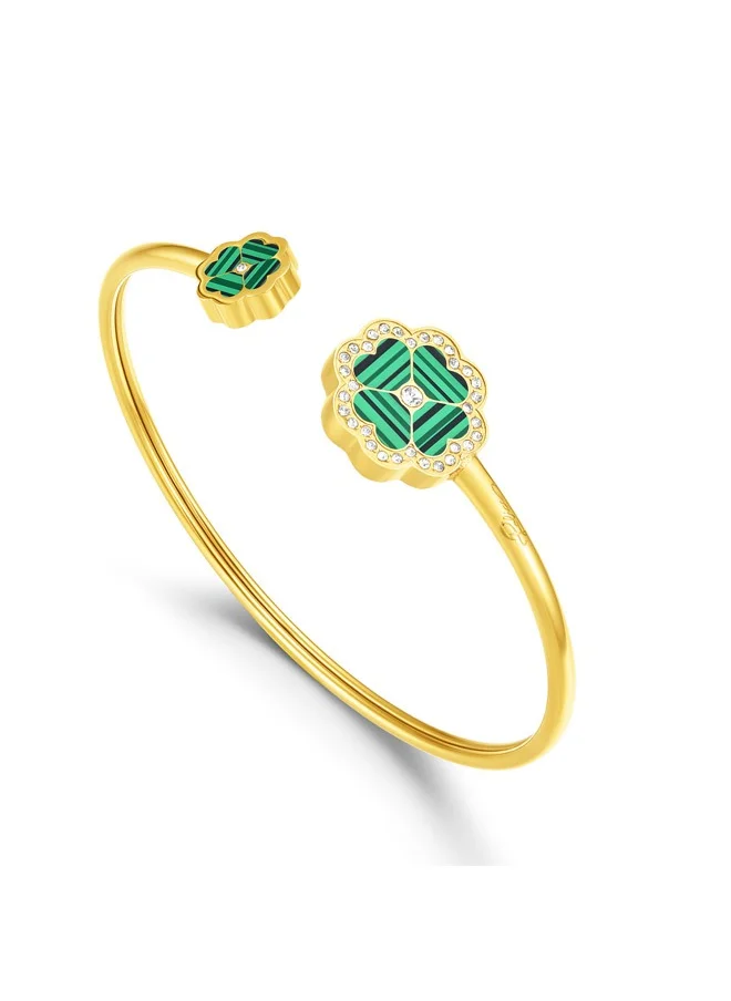 بوليس Flora Gold Plated Ladies Bangle With Malachite and Crystals 60x50MMPEJLG0003201