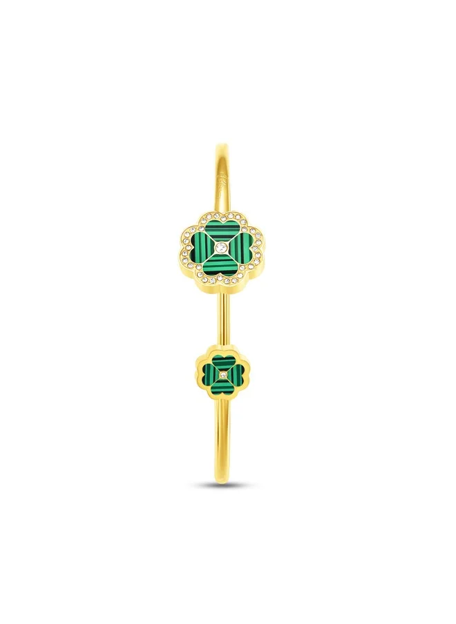 بوليس Flora Gold Plated Ladies Bangle With Malachite and Crystals 60x50MMPEJLG0003201