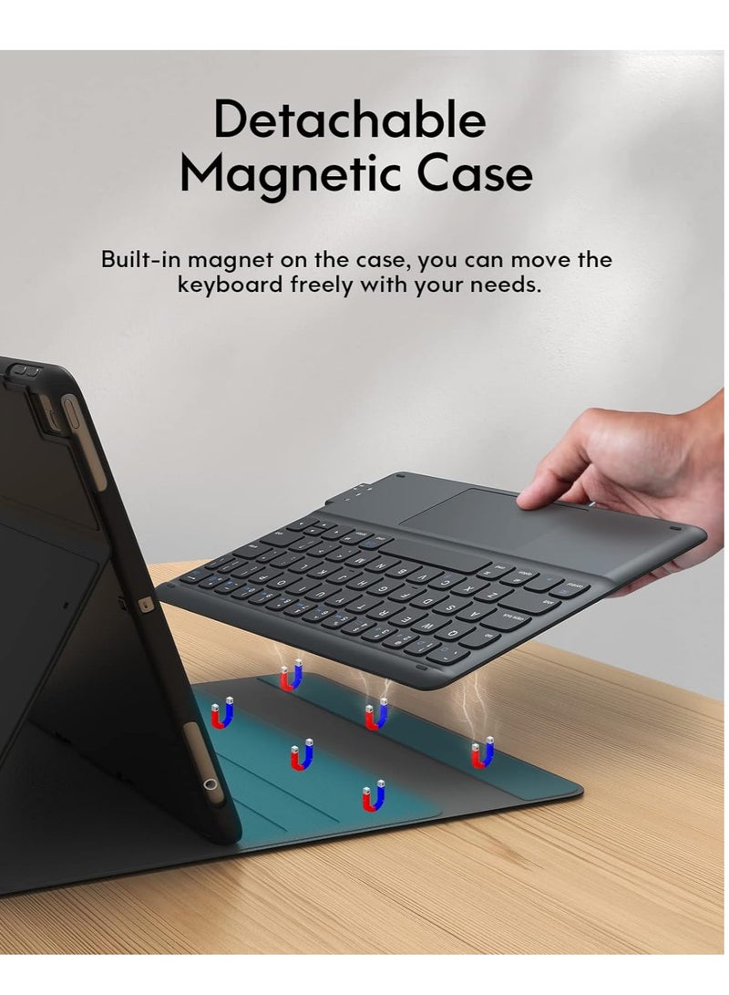 ELTRAZONE لوحة مفاتيح آيباد للجيل 9 و 8 و 7 - لوحة مفاتيح لاسلكية قابلة للفصل مع لوحة تتبع ذكية، غلاف حامل قابل للطي، حامل قلم، متوافقة مع آيباد بحجم 10.2 بوصة - أسود - Image 4
