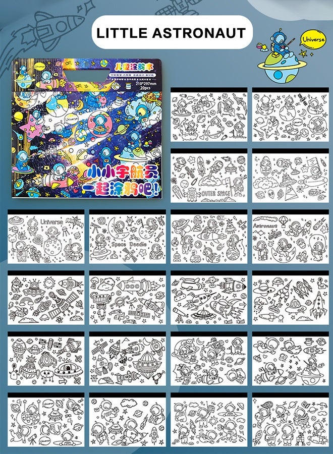 أورجنيزر كتاب رسومات للأطفال، 20 صفحة للتلوين والرسم، قابل للتحريك وإعادة الاستخدام، قابل لللصق على الحائط، ورق سميك لملء الفراغات الفنية؛ مثالي للمدرسة والطلاب والقرطاسية ولوازم التعلم - Image 3