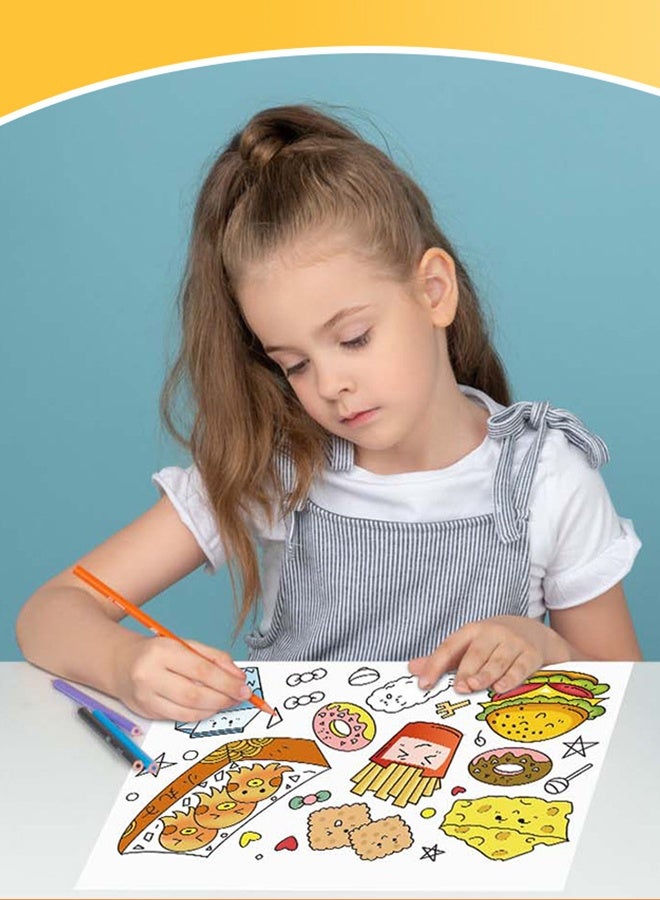 أورجنيزر كتاب رسومات للأطفال، 20 صفحة للتلوين والرسم، قابل للتحريك وإعادة الاستخدام، قابل لللصق على الحائط، ورق سميك لملء الفراغات الفنية؛ مثالي للمدرسة والطلاب والقرطاسية ولوازم التعلم - Image 2