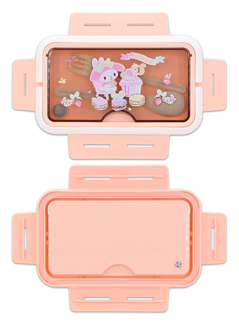 general Cartoon Melody Cute Printed All-in-One Bento Box with Handle Kawaii 4 Point Locking Lunch Box Container for Food Fruit Snacks - Image 4