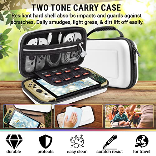 Orzly Accessory Bundle kit for Nintendo Switch Oled Accessories Essentials Pack Case and Screen Protector Comfort Grip Cover Headphones charger cable Games holder and more Gift boxed OLED Edition - Image 3