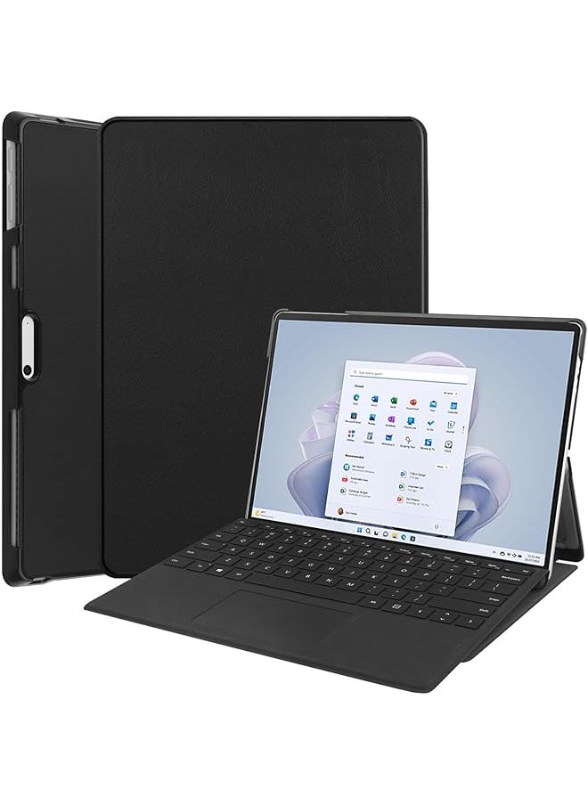 erorex Compatible With Microsoft Surface Pro 11 Case 2024 13 Inch Pu Leather Flip Stand Hard Pc Back Tablet Case For Surface Pro 11 Pro 10 Pro 9 Black  - Image 1