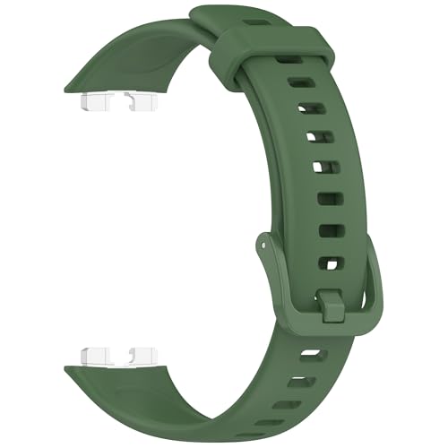 Wisely Adjustable Silicon Band Strap for Huawei Band 10/9 / 8 Straps Watch Silicone Replacement Band Bracelet, Olive - Image 1