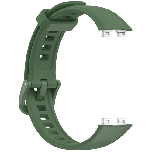 Wisely Adjustable Silicon Band Strap for Huawei Band 10/9 / 8 Straps Watch Silicone Replacement Band Bracelet, Olive - Image 4