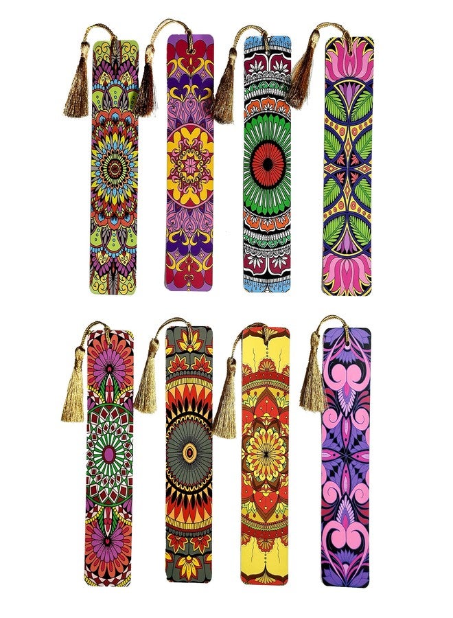 Ambiyaa Handmade Mandala Bookmarks Set of 8 Bookmarks with Tassel - Image 1