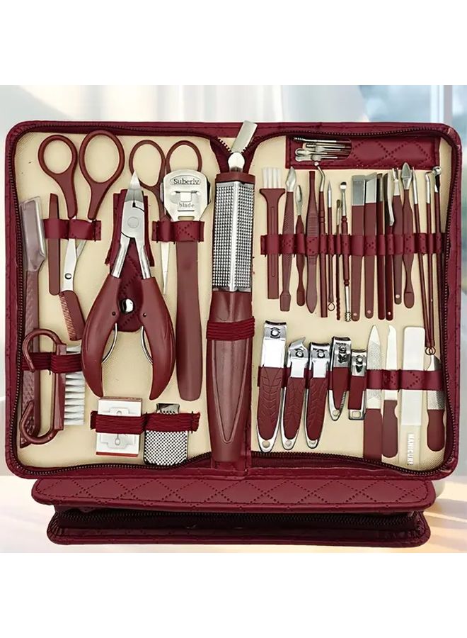 10pcs Red Manicure Set Nail Care Tools For Men And Women - Image 3