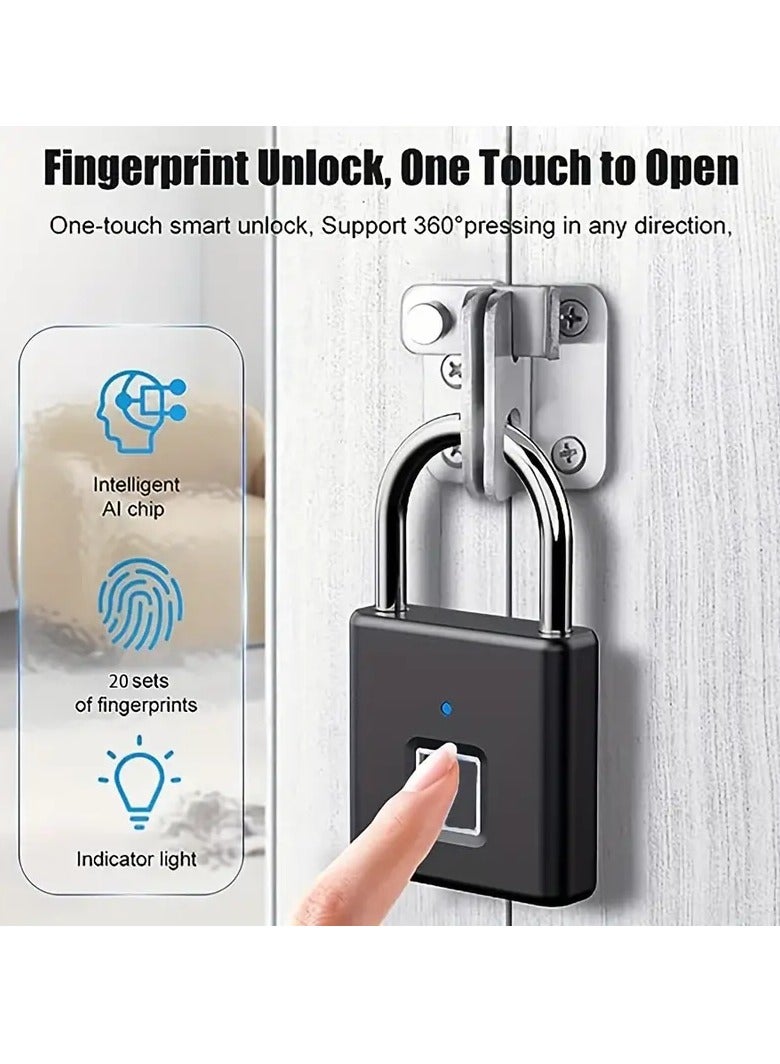 Smart Fingerprint Padlock - Keyless, Waterproof, 0.5s Quick Unlock, Long Battery Life, High Security, Portable for Gym, Office, School, Travel, Luggage, and Outdoor Use  - Image 5