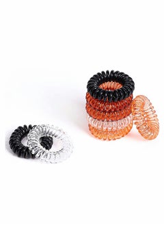 Generic Spiral Hair Ties 8 Pcs Plastic Hair Coil Bands Telephone Cord Bobbles Hairbands Elastic Spiral Ponytail Holder Transparent Hair Binding Cute Phone Line Hair Loop Band Student Headband  - Image 3