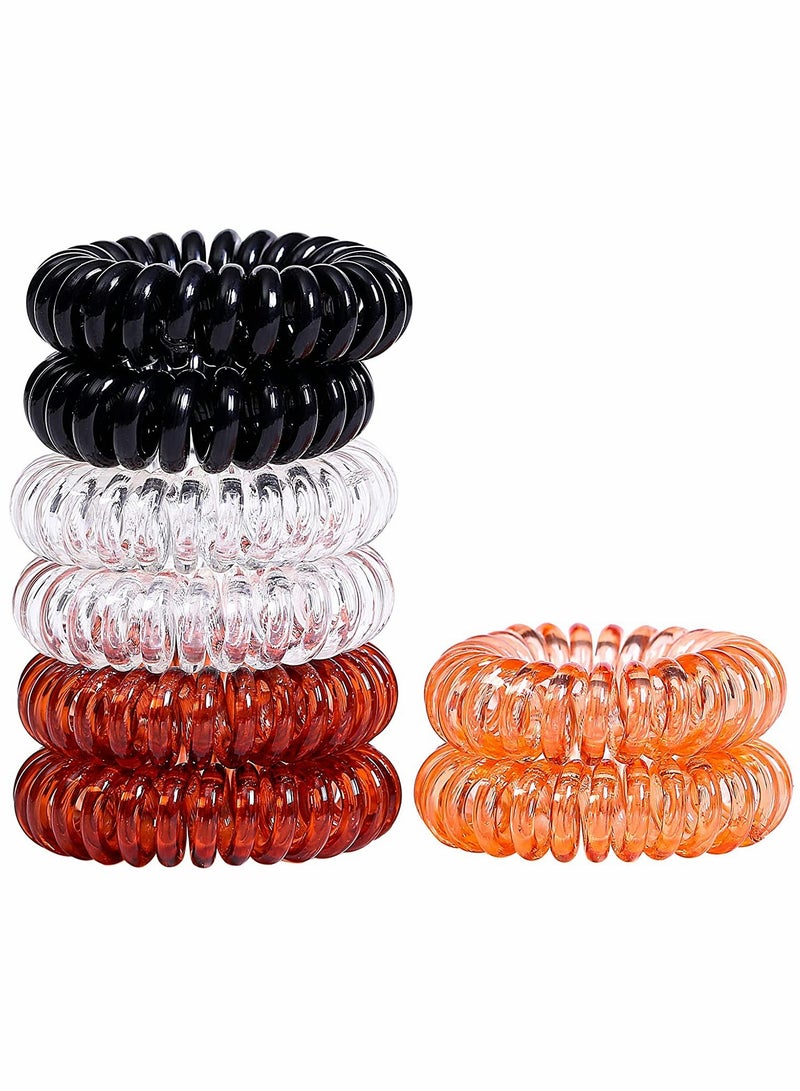 Spiral Hair Ties 8 Pcs Plastic Hair Coil Bands Telephone Cord Bobbles Hairbands Elastic Spiral Ponytail Holder Transparent Hair Binding Cute Phone Line Hair Loop Band Student Headband  - Image 4