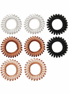 Generic Spiral Hair Ties 8 Pcs Plastic Hair Coil Bands Telephone Cord Bobbles Hairbands Elastic Spiral Ponytail Holder Transparent Hair Binding Cute Phone Line Hair Loop Band Student Headband  - Image 1