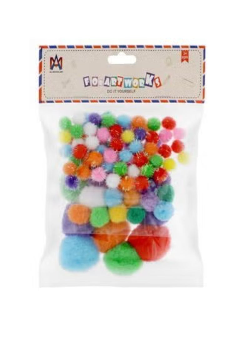 Artworks Assorted Pom Pom Balls, 50 Count pack of 3 - Image 1