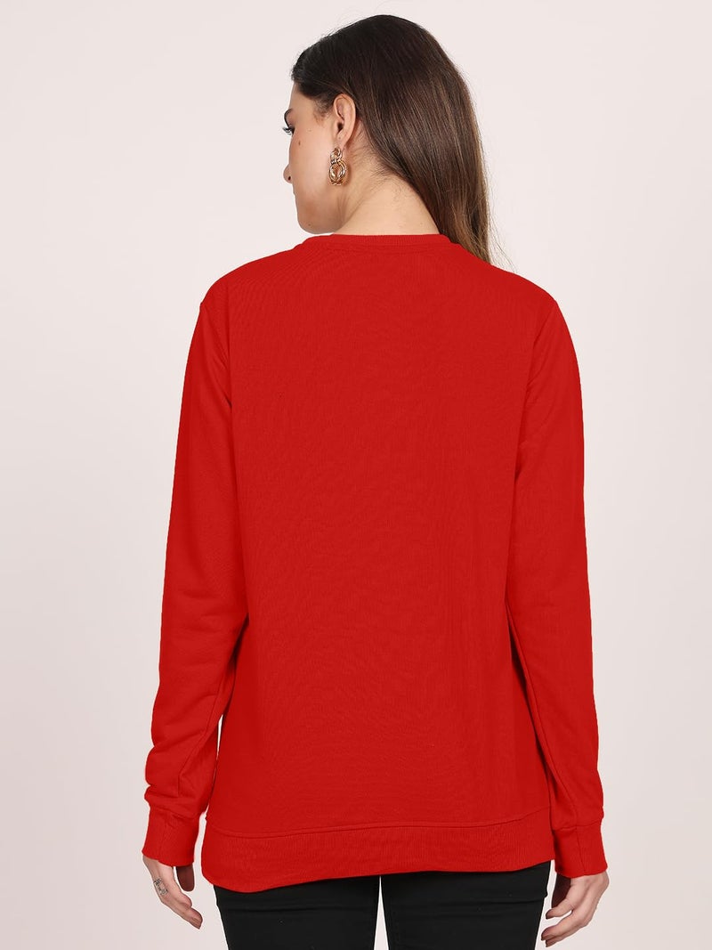 LEOTUDE Women's Loose Fit Solid Red Sweatshirt Loopknit Fabric for Women(W11_SWEATSHRTS_AI_P_Plain-RED_XL) - Image 4