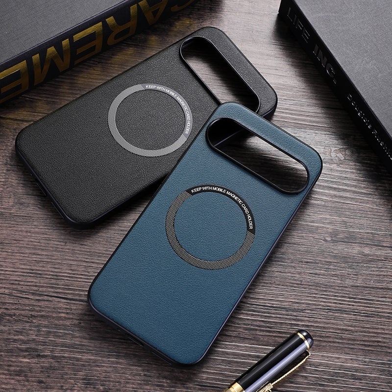 HuHa Protective Cover For Google Pixel 9 Magsafe Magnetic Ring Leather Texture Phone Case(Black) - Image 3