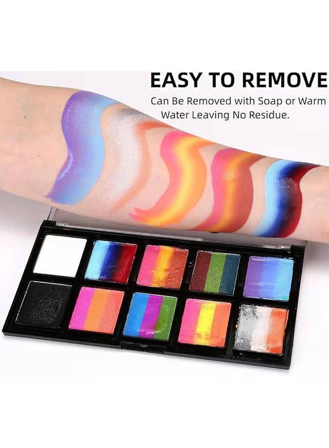 poetry shadow Face Painting Kit for Kids Adults, 26 Color Body Face Paint with 3 Brushes, Low Allergenic Water Activated Facepaint Makeup Kit, Suitable for Party Role-playing - Image 3