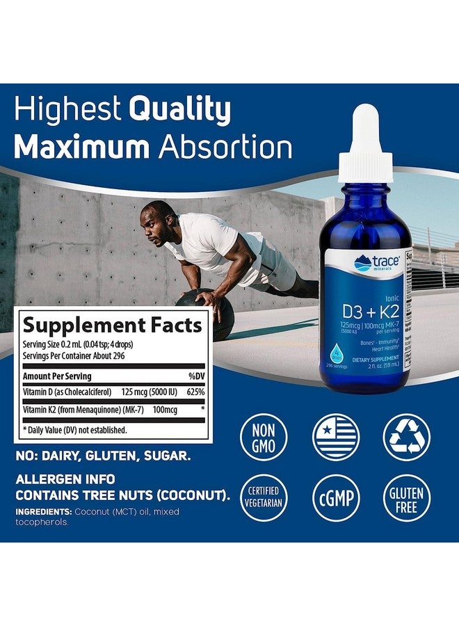 Trace Minerals | Liquid Ionic Vitamin D3 + K2 | 125 mcg (5,000 IU) D3, 100 mcg K2 | Concentrated Dietary Supplement | 2 fl oz. 296 Servings - Image 5