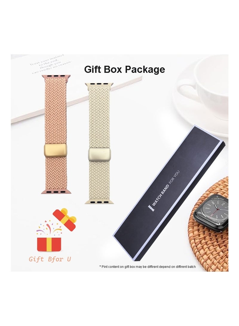 2pcs Pack Braided Magnetic Clasp Band Compatible with Apple Watch, for 38mm 40mm 41mm 42mm, Soft Nylon adjustable Sport Strap for iWatch Series 11 10 9 8 7 6 5 4 3 SE Ultra - Image 2