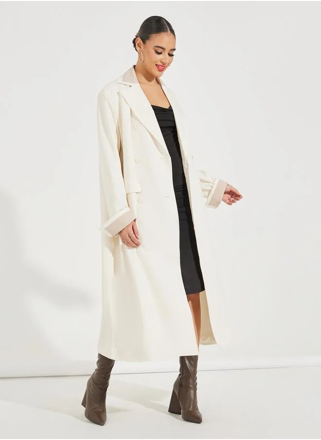 Styli Oversized Midi Length Double Breasted Trench Coat