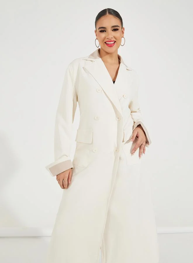 Styli Oversized Midi Length Double Breasted Trench Coat