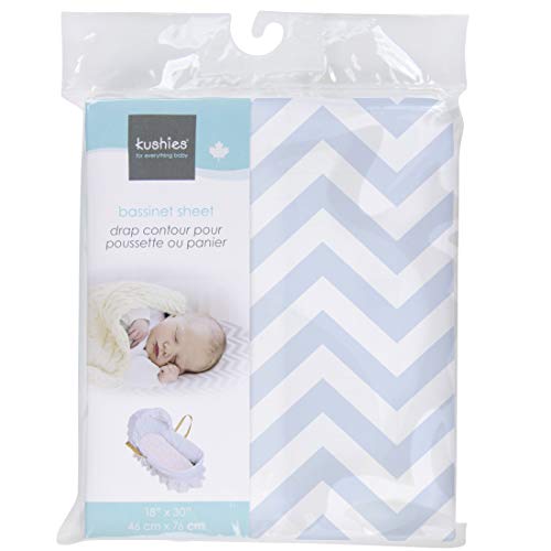 Kushies Baby Fitted Bassinet Sheet, Blue Chevron - Image 3