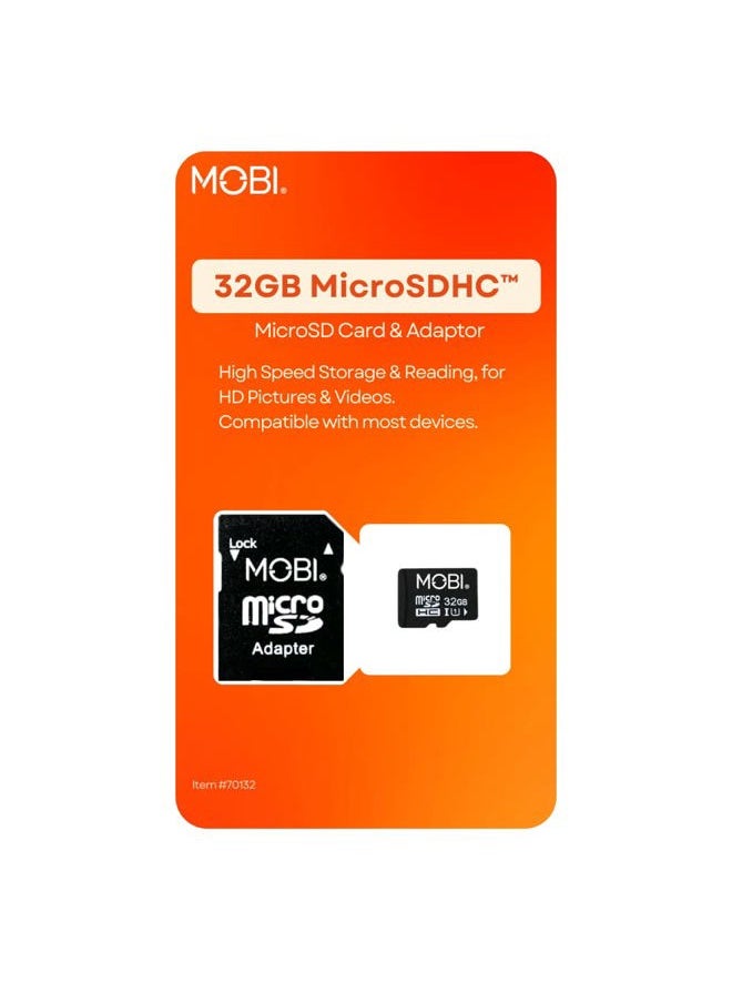 MOBi 32GB MicroSDHDC Memory Card and Adapter, Micro SD Card, microSD Card, Memory Card  - Image 1