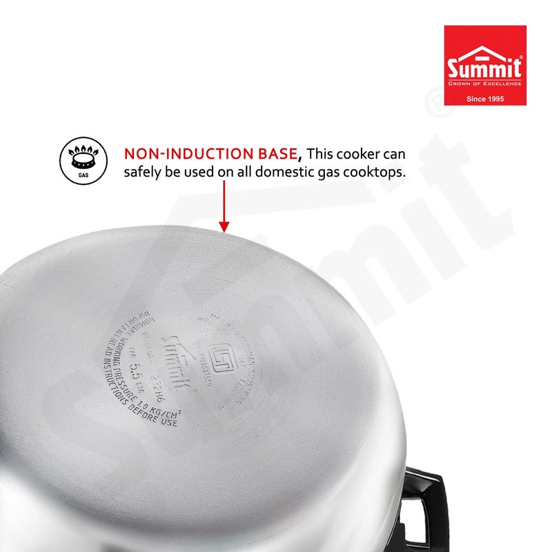 Summit Inner Lid 5.5 Litres Handi Non-Induction Base Aluminium Pressure Cooker - Image 4