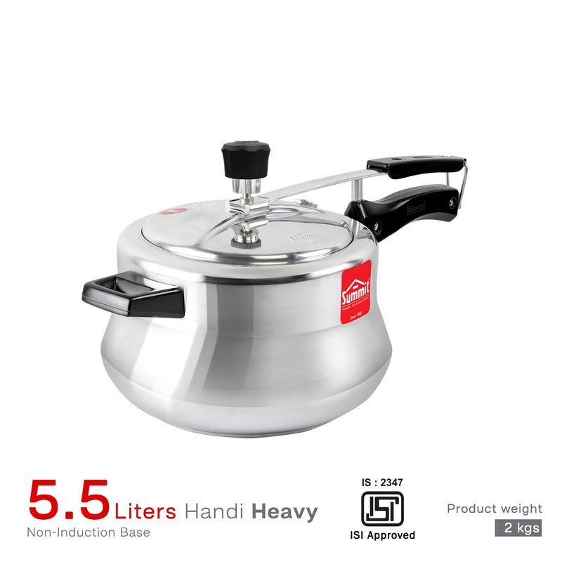 Summit Inner Lid 5.5 Litres Handi Non-Induction Base Aluminium Pressure Cooker - Image 2